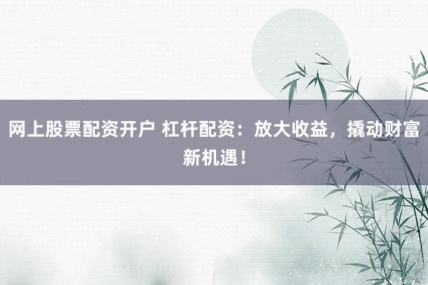 网上股票配资开户 杠杆配资：放大收益，撬动财富新机遇！