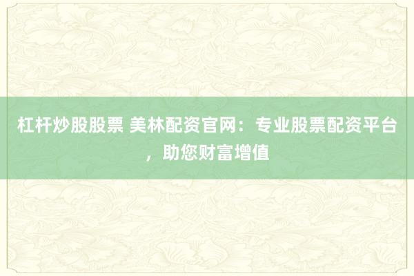 杠杆炒股股票 美林配资官网：专业股票配资平台，助您财富增值