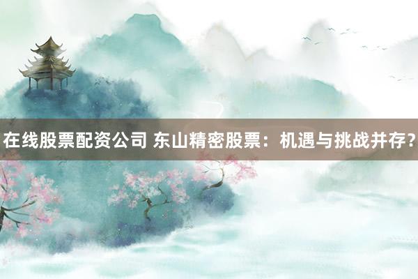 在线股票配资公司 东山精密股票：机遇与挑战并存？