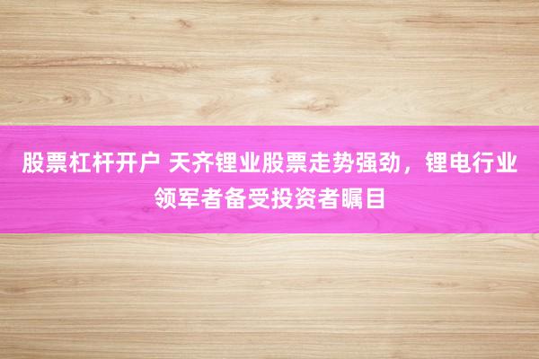 股票杠杆开户 天齐锂业股票走势强劲，锂电行业领军者备受投资者瞩目