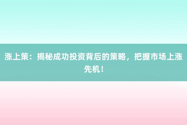 涨上策：揭秘成功投资背后的策略，把握市场上涨先机！