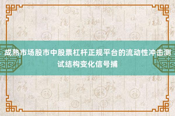 成熟市场股市中股票杠杆正规平台的流动性冲击测试结构变化信号捕