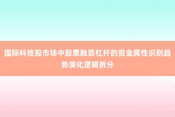 国际科技股市场中股票融资杠杆的资金属性识别趋势演化逻辑拆分