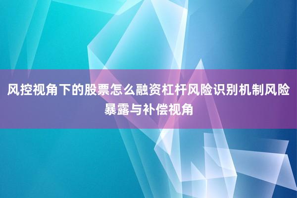 风控视角下的股票怎么融资杠杆风险识别机制风险暴露与补偿视角