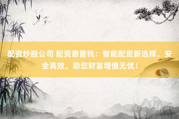 配资炒股公司 配资惠管钱：智能配资新选择，安全高效，助您财富增值无忧！