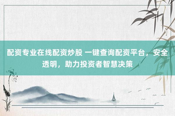 配资专业在线配资炒股 一键查询配资平台，安全透明，助力投资者智慧决策