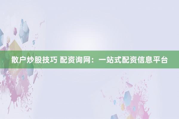 散户炒股技巧 配资询网：一站式配资信息平台