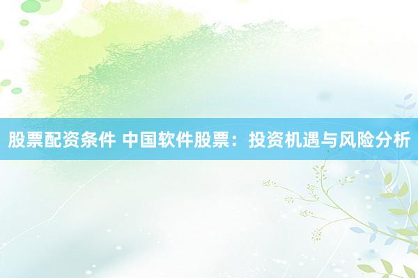 股票配资条件 中国软件股票：投资机遇与风险分析