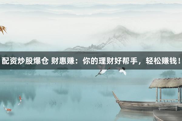 配资炒股爆仓 财惠赚：你的理财好帮手，轻松赚钱！