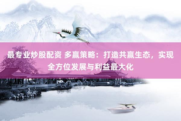 最专业炒股配资 多赢策略：打造共赢生态，实现全方位发展与利益最大化