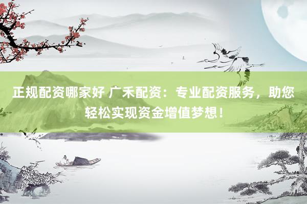 正规配资哪家好 广禾配资：专业配资服务，助您轻松实现资金增值梦想！