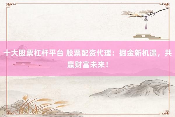 十大股票杠杆平台 股票配资代理：掘金新机遇，共赢财富未来！